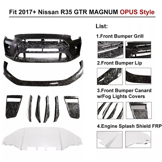 2017+ R35 GTR GT-R Carbon Fiber Forged Gloss Front Bumper Kits