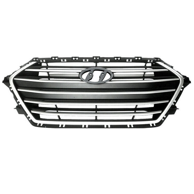 2017 2018 Hyundai Elantra Black Chrome Front Bumper Upper Grille