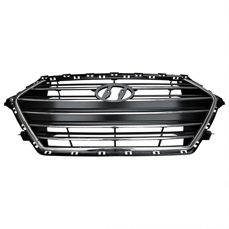 2017 2018 Hyundai Elantra Black Chrome Front Bumper Upper Grille