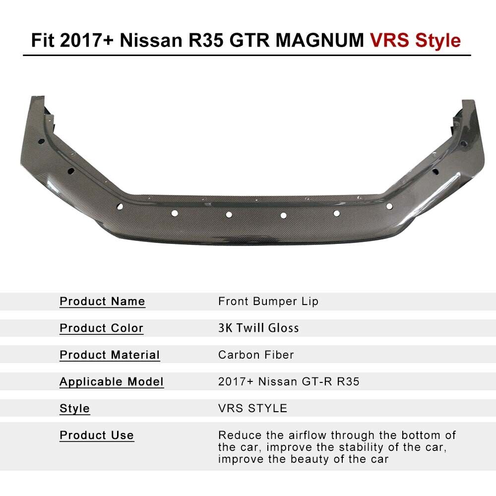 2017-2021 Nissan R35 GT-R 3K Carbon Fiber Front Bumper Lip