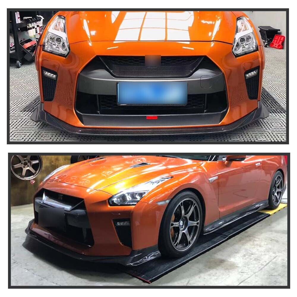 Fit 2017+ Nissan R35 GTR GT-R 3K Carbon Fiber Front Bumper Lip Spoiler ...