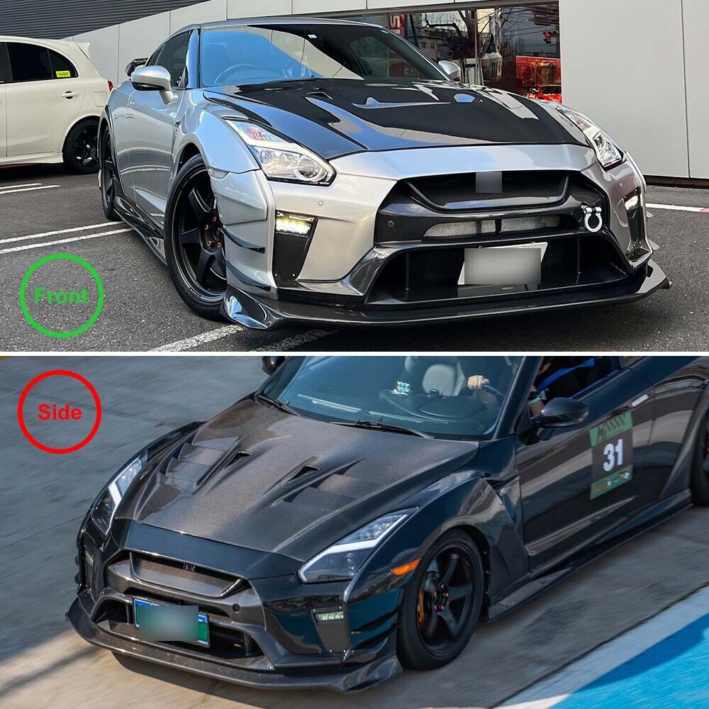 2017+ R35 GTR GT-R Carbon Fiber 3K Twill Gloss Front Bumper Body Lip Kits