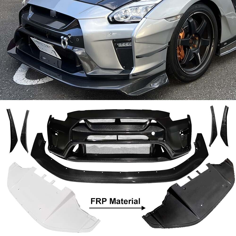 2017+ R35 GTR GT-R Carbon Fiber 3K Twill Gloss Front Bumper Body Lip Kits