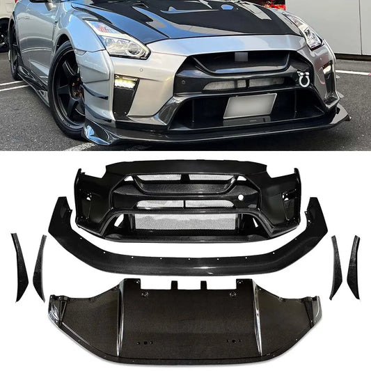 2017+ R35 GT-R Carbon Fiber 3K Twill Gloss Front Bumper Kits