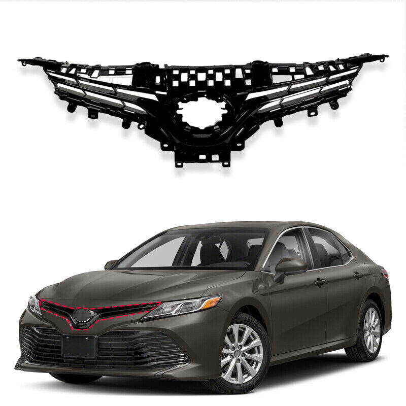 2018 2019 2020 Toyota Camry L LE XLE ABS Black Bumper Upper Grille 