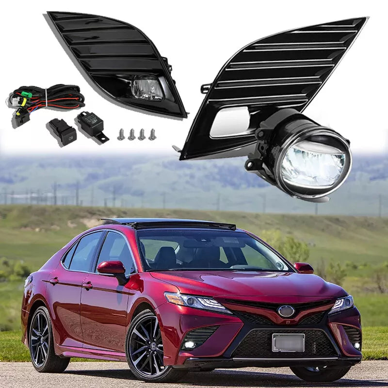 2018 2019 2020 Toyota Camry SE XSE LED Fog Lights Lamps with Switch Bezel