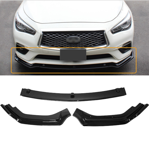 2018-2021 Infiniti Q50 Base Glossy Black Front Bumper Lip 