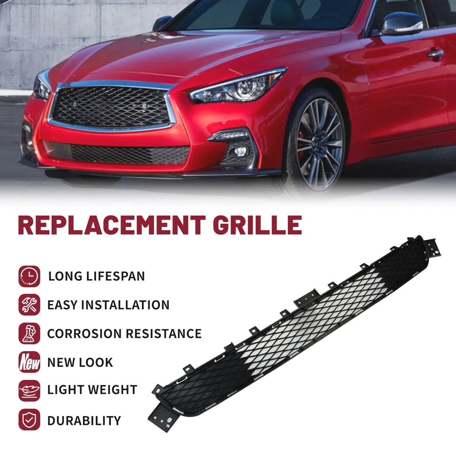 2018-2022 Infiniti Q50 Sport Front Bumper Lower Grille 