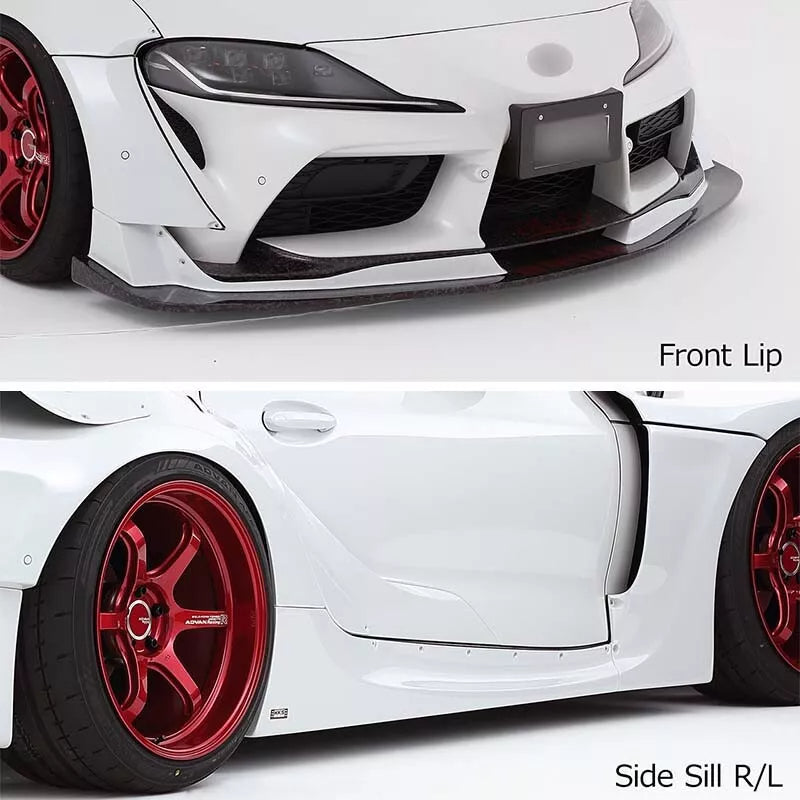 2019+ Toyota GR Supra Unpainted FRP Reinforced Plastic Front Lip & Side Skirts