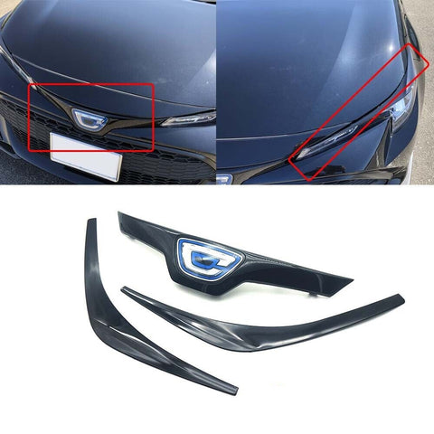 2019 2020 2021 2022 Toyota Corolla Blue Emblem Grille With Gloss Black Headlight Eyelid Trim