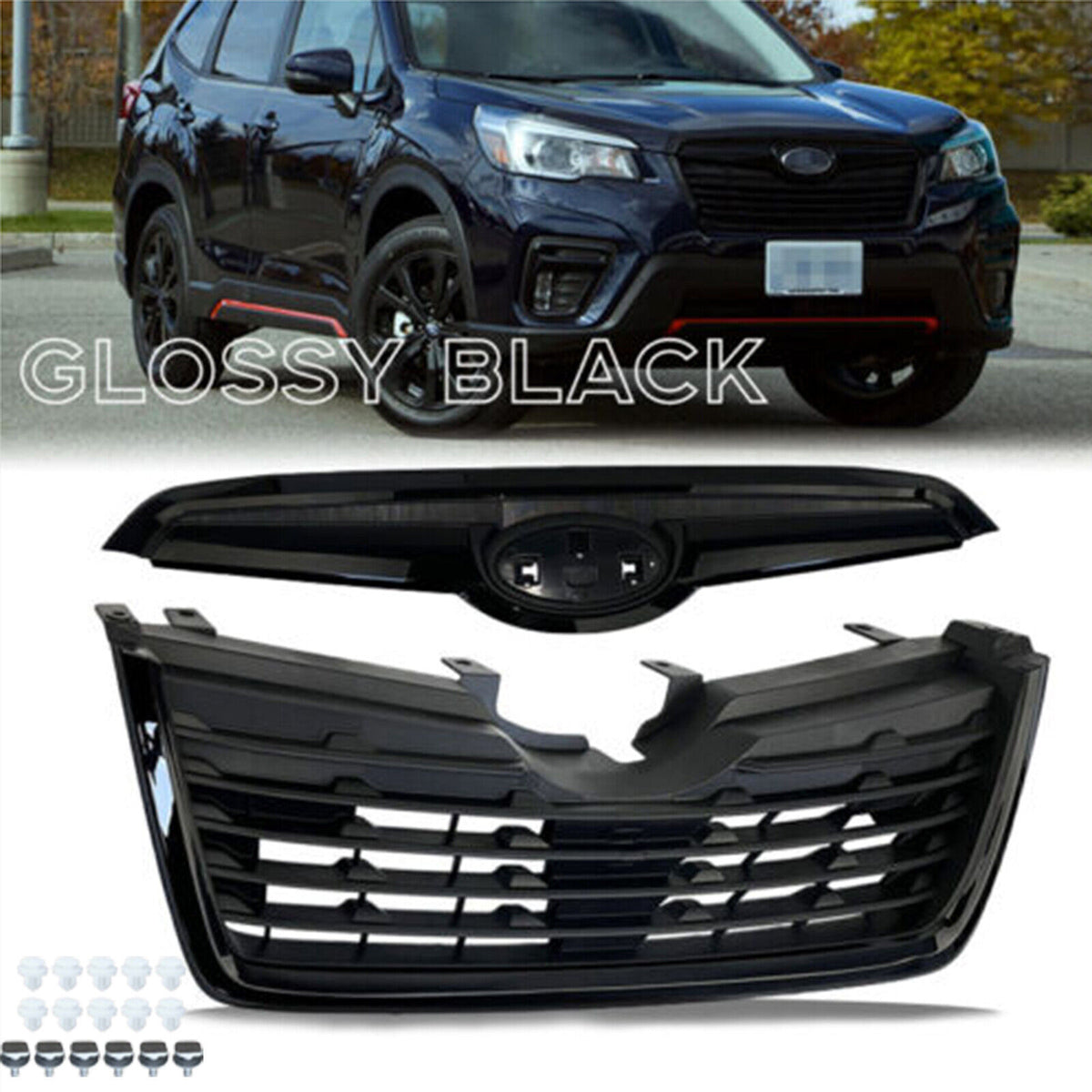 2019 2020 2021 Subaru Forester Glossy Black Front Bumper  Grille