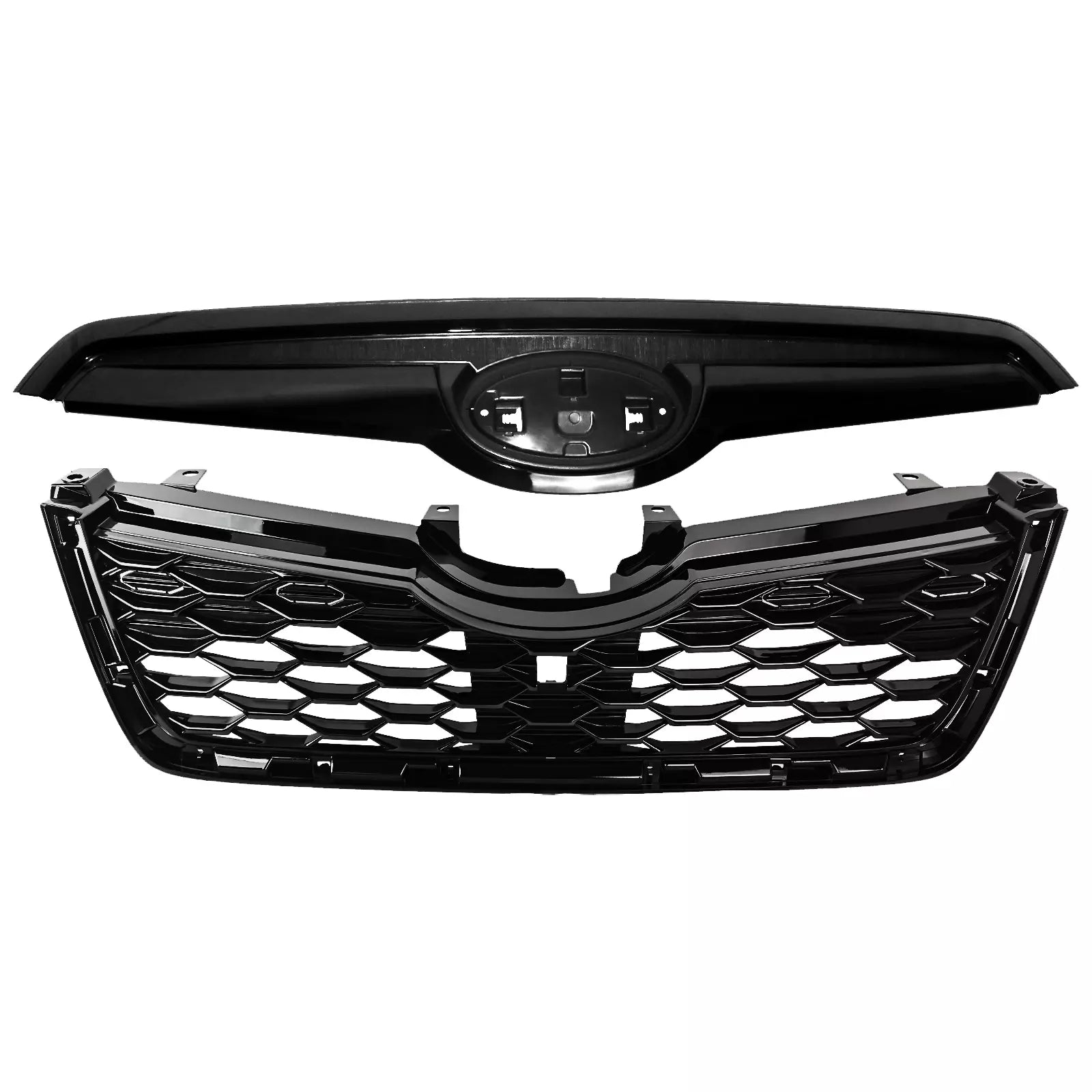 2019 2020 2021 Subaru Forester Glossy Black Honeycomb Front Bumper upper&lower Grille