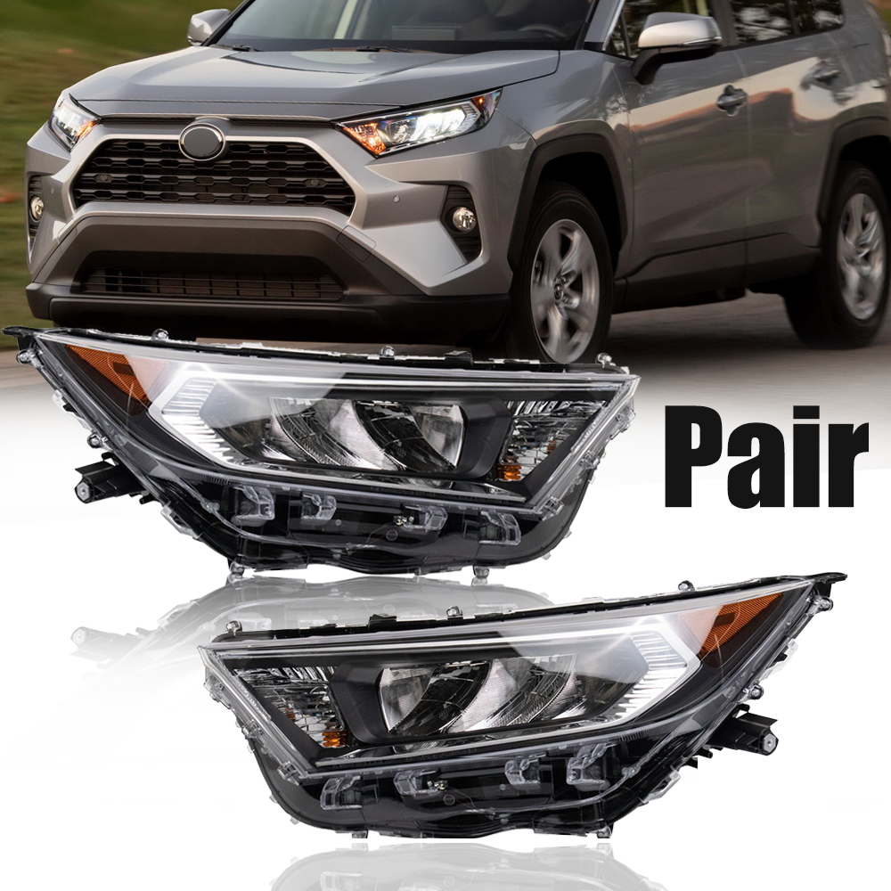 2019 2020 2021 Toyota RAV4 LE XLE LED Chrome Headlights pair