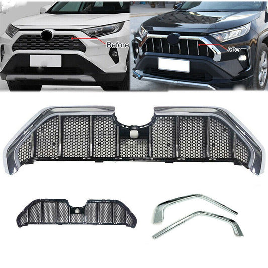 2019 2020 Toyota Rav4 Front Bumper Grille with Chrome Trim