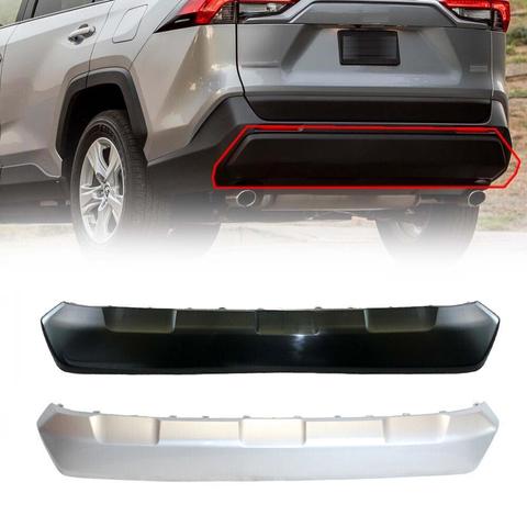 2022 Toyota Rav4 Rear Fit 2019-2022 Toyota RAV4 USA Silver/Black Rear Bumper Lower Molding B ...