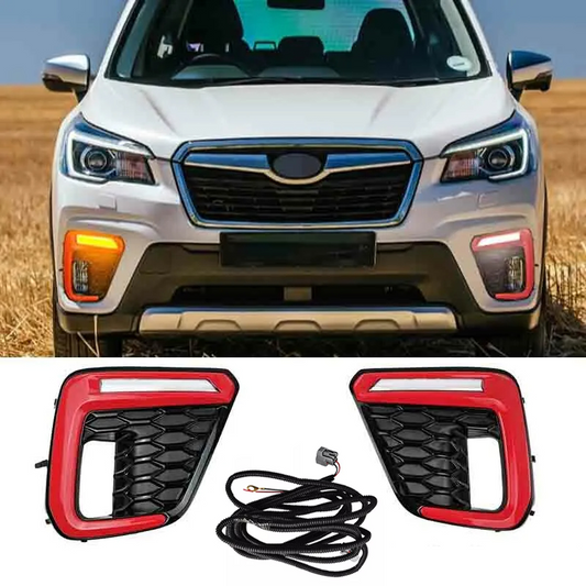 2019-2022 Subaru Forester LED DRL & Turn Signal Fog Light Cover & Red Trim