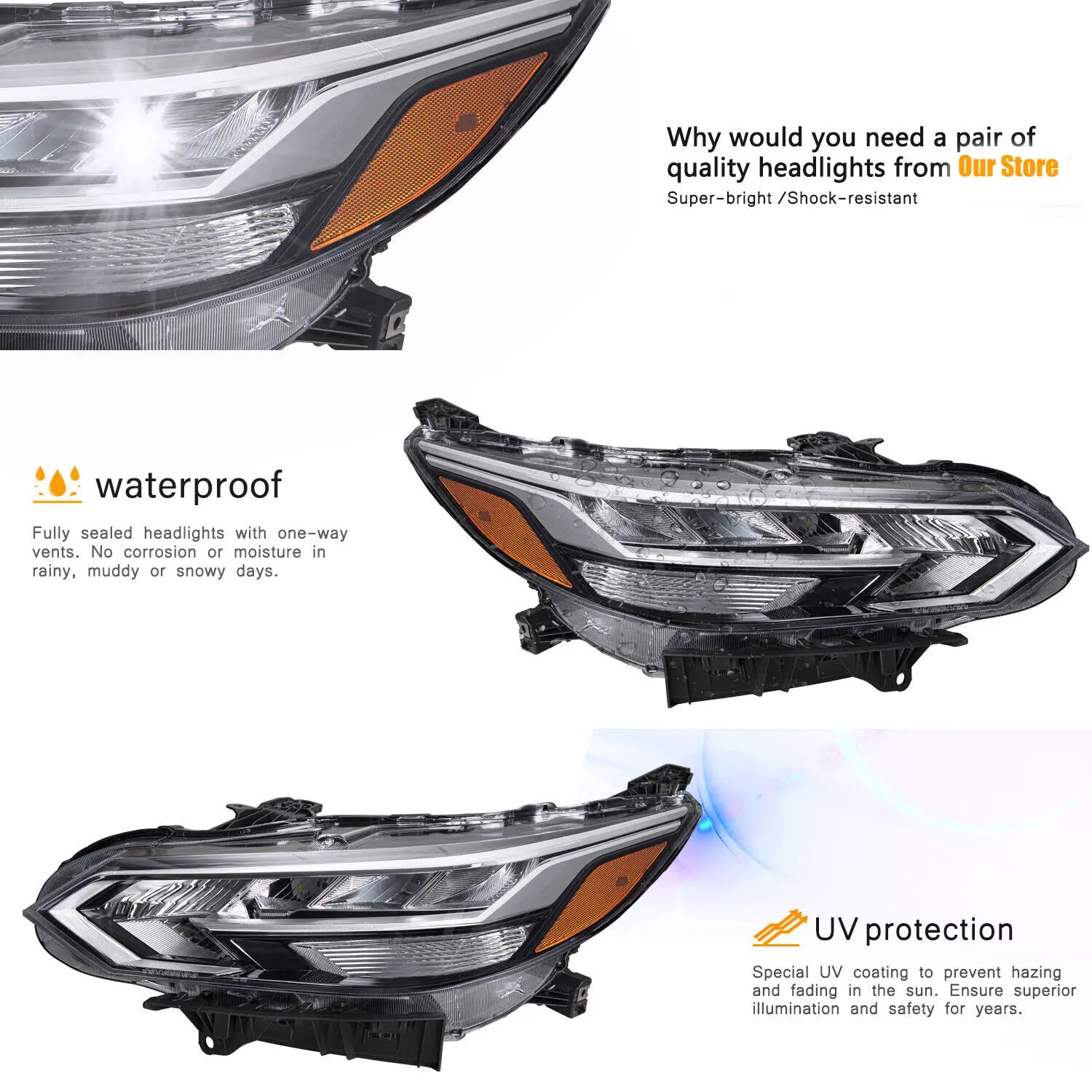 2020 2021 2022 Nissan Sentra 4DR LED Chrome Housing Headlights