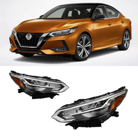 SEBLAFF LED Headlights Pair 2020-2022 Nissan Sentra S SV Black Chrome DOT SAE