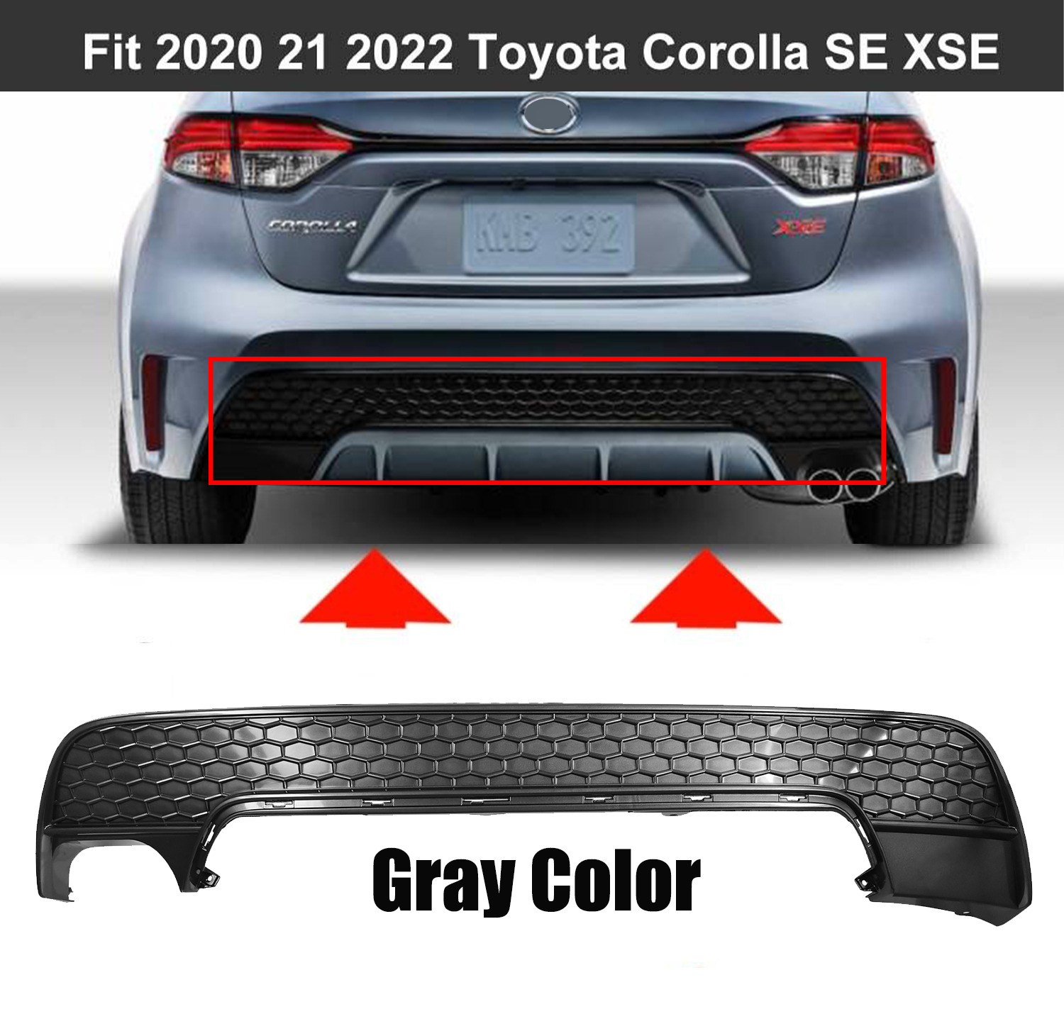 To1195122 Fit Toyota Corolla SE XSE 2020 21 2022 Rear Bumper Lower Valance Cover ...