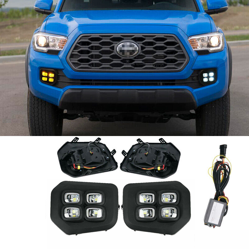 2020 2021 2022 Toyota Tacoma LED Amber Double Color 4-Eyes DRL Fog lights