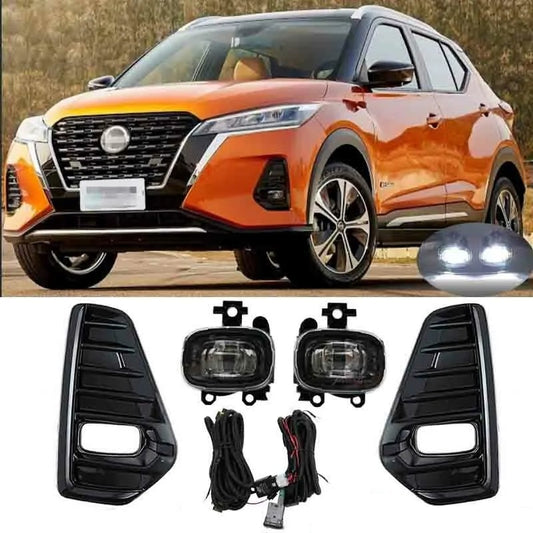  2021 2022 2023 Nissan Kicks LED Fog Lights DRL With Bezels Switch Harness