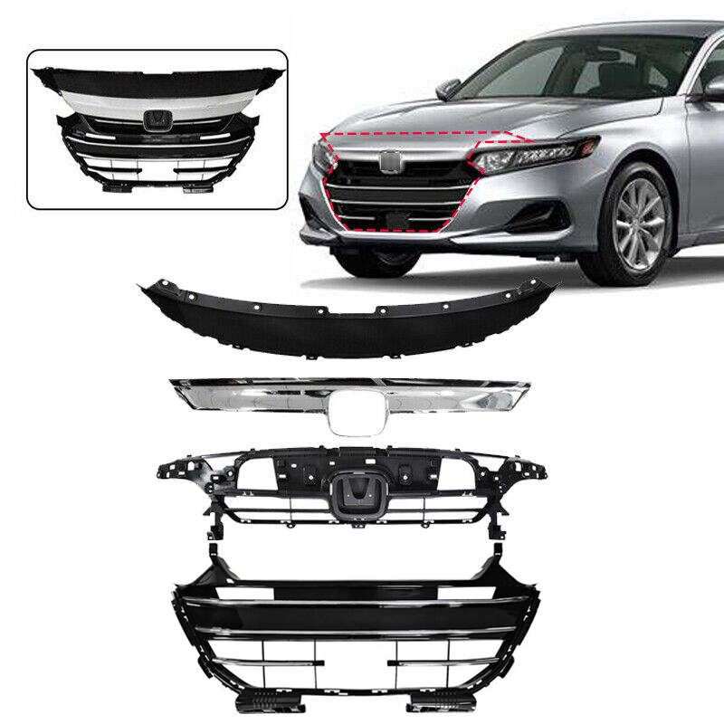 2021-2023 Accord Front Upper Lower Grilles Cover Trims Set