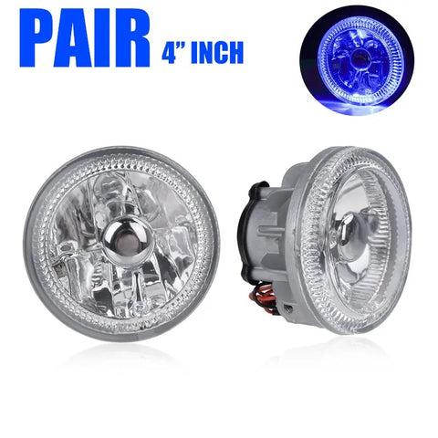 4 inch Round LED Blue Halo Clear Lens Fog Light&Switch