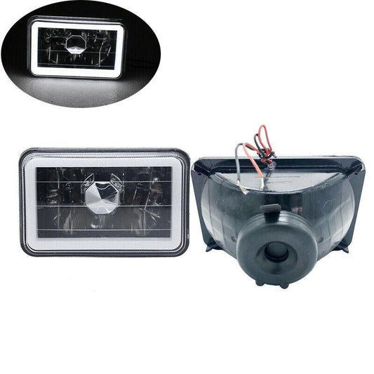 4"X6"Inch White Halo Crystal Square Headlight