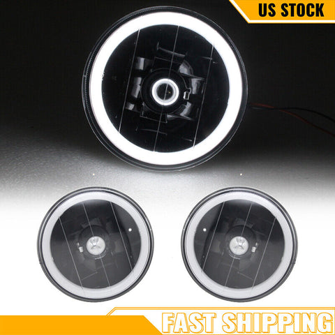 5.75 Inch Round White LED Halo Angel Eyes Headlight