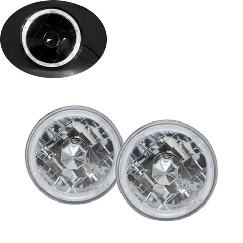 5.75 inch Round White Halo Angel Eye Diamond Cut Clear Lens Headlight