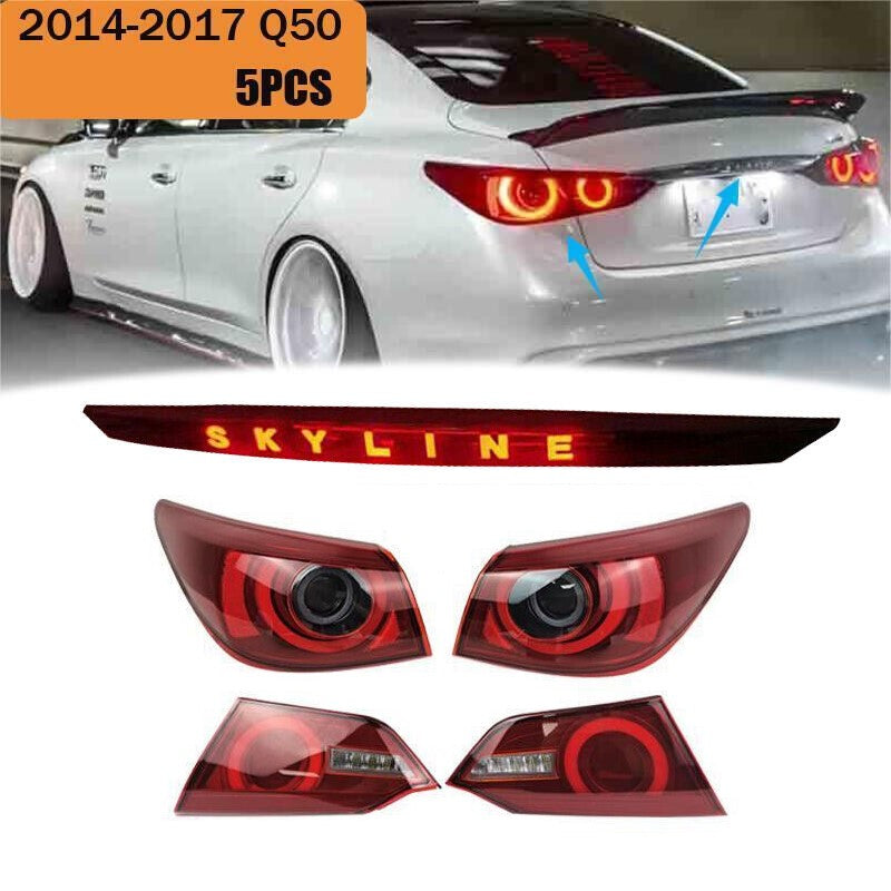 Infinity Q 50 Rear Led Trim 5PCS Fit 2014-2017 Infiniti Q50 Skyline V37 400R Style LED Rear Tail L ...