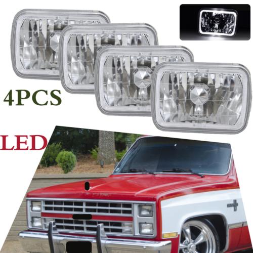 5x7 7x6 Inch Rectangle White Halo LED Headlights