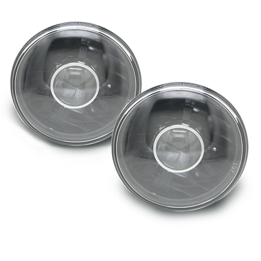 7" Inch Round Black Chrome Projector Front Clear Lens Headlights