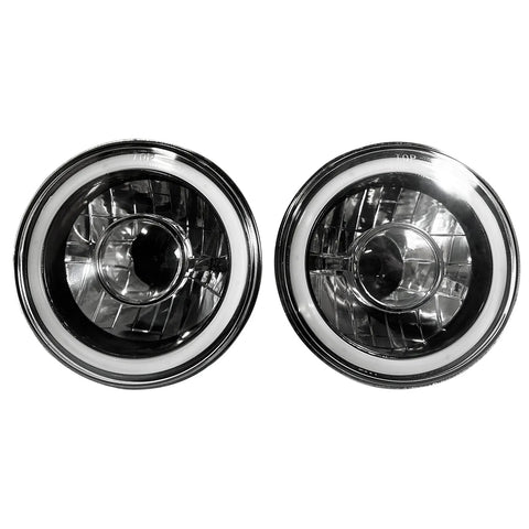 7" Round White Halo Black Housing Projector HeadLights