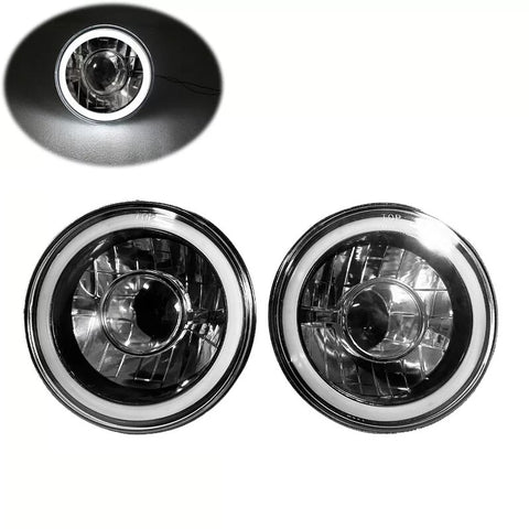 7" Round White Halo Black Housing Projector HeadLights