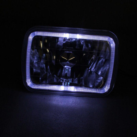 7"X6" LED White Halo Angel Eyes Crystal Headlight