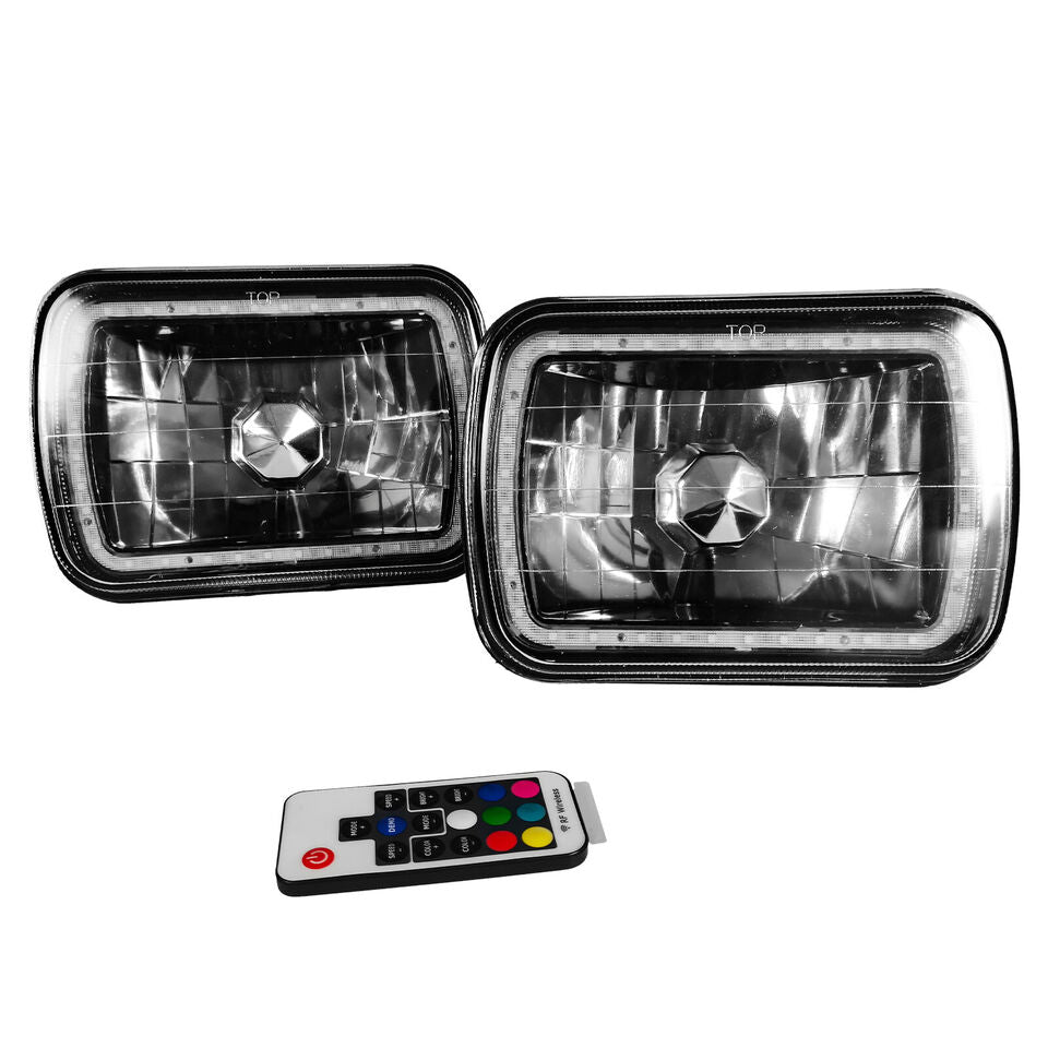 7x6 Square Color Change LED Halo Ange Eye Headlights