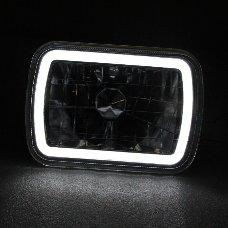 7x6 White LED Chrome Crystal Headlights