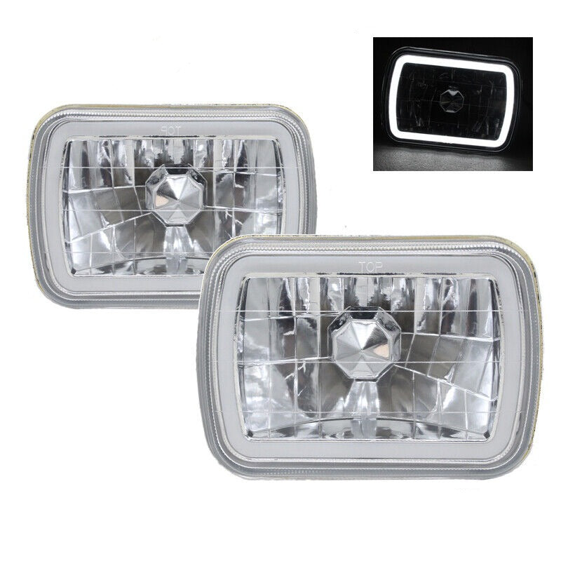 7x6 White LED Chrome Crystal Headlights