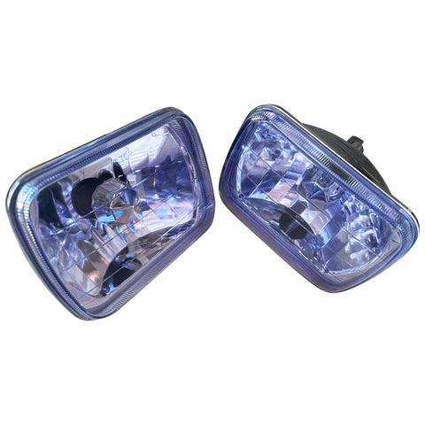 2PCS 7x6" Inch Rectangle Blue Lens Diamond Cut Universal Headlights