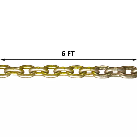 1PC 5/16"x6' G80 Lifting Chain Sling w/2 Legs 3T/6600lbs Capacity w/ Grab Hooks