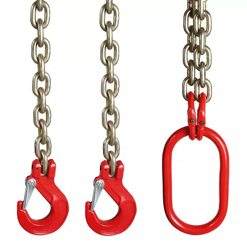 1PC 5/16"x6' G80 Lifting Chain Sling w/2 Legs 3T/6600lbs Capacity w/ Grab Hooks