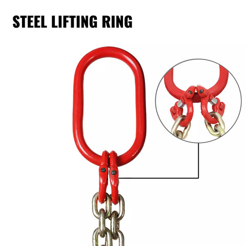 1PC 5/16"x6' G80 Lifting Chain Sling w/2 Legs 3T/6600lbs Capacity w/ Grab Hooks