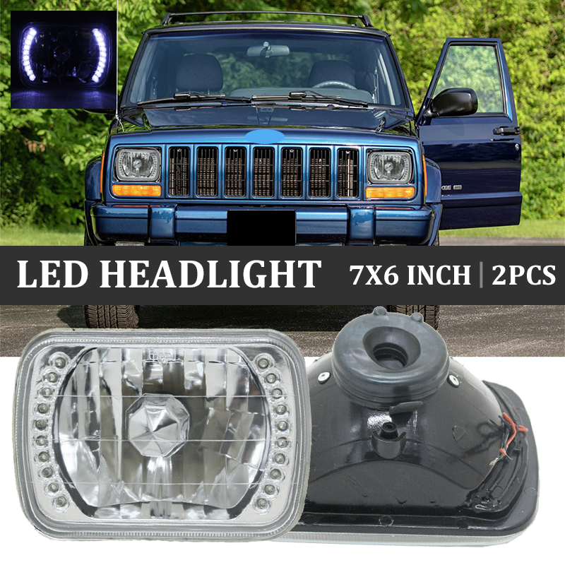 Jeep Cherokee White LED Crystal Chrome Headlights