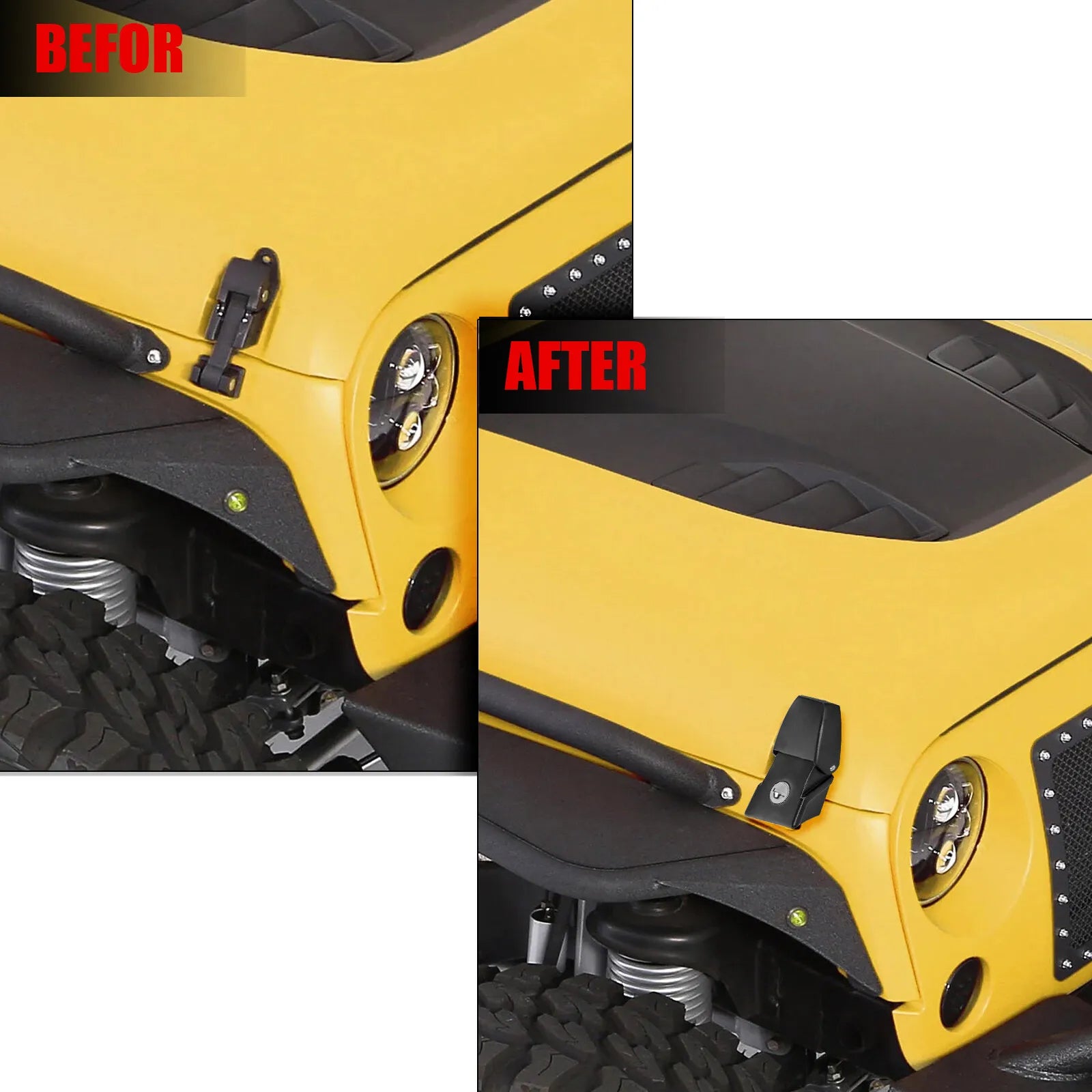 2007-2018 Jeep Wrangler JK JKU Aluminum Hood Lock