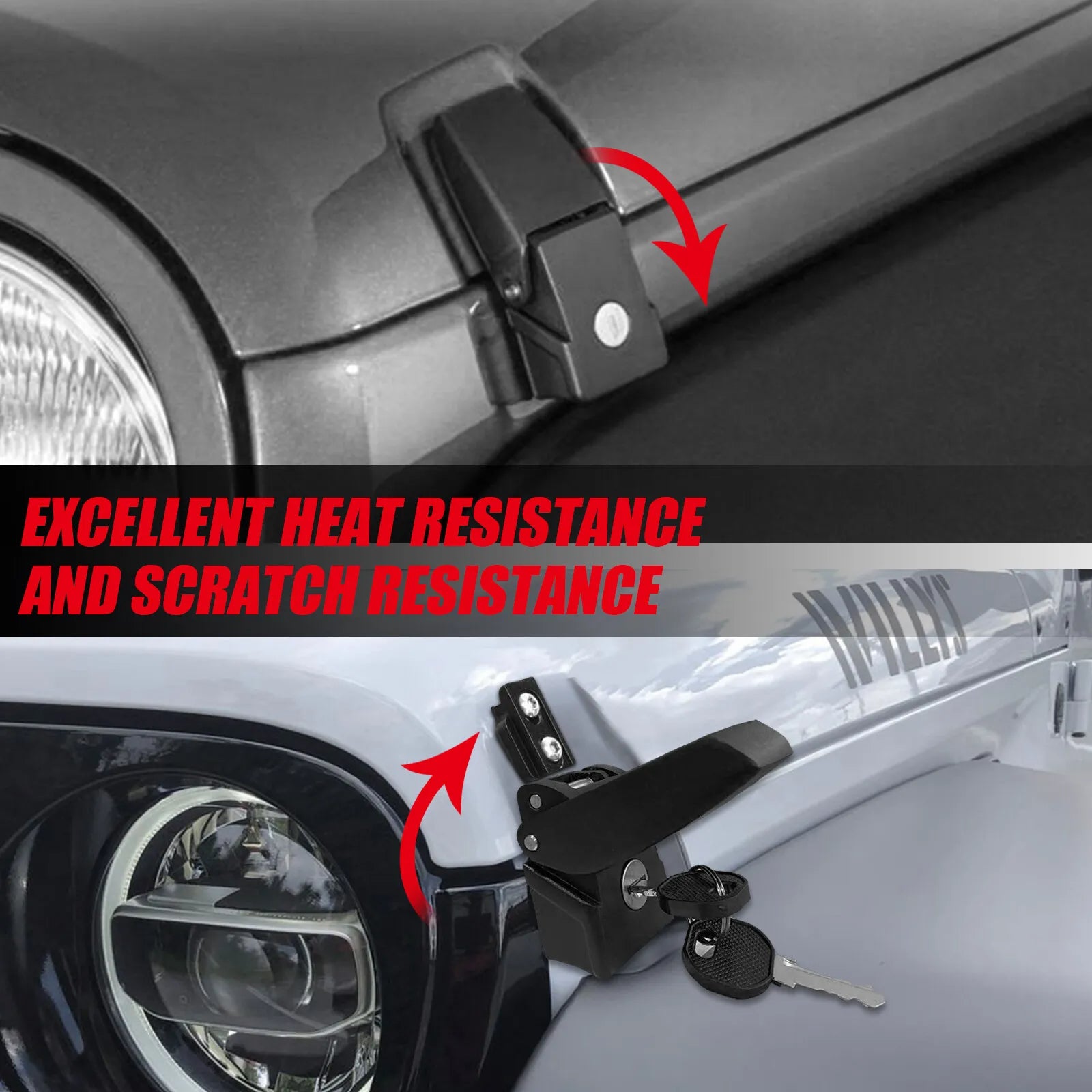 2007-2018 Jeep Wrangler JK JKU Aluminum Hood Lock