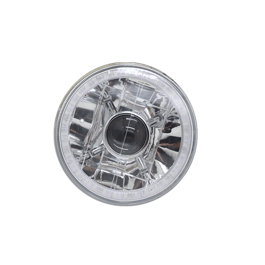 5-3/4" Round Blue LED Angel Eye Halo Crystal Headlights