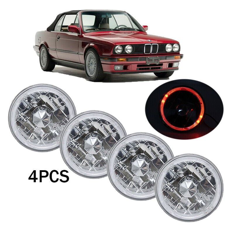 Round Red Halo Angel Eyes Diamond Cut Headlights