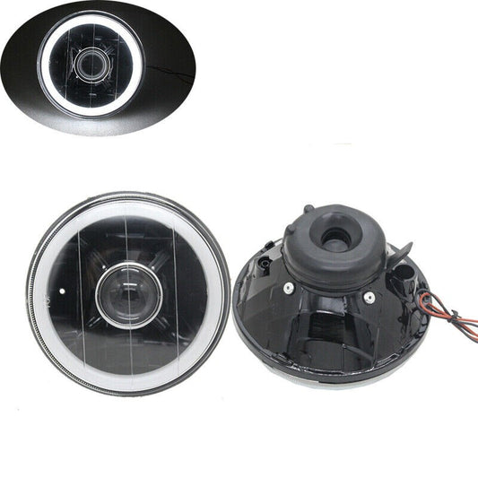 5 3/4" Round White Halo Black Lens Headlights