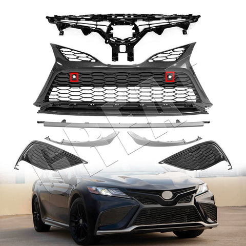 Bewild Front Lower Grille Trim Set For 2021-2022 Toyota Camry LE XLE – Mesh Style, 3-Piece Kit